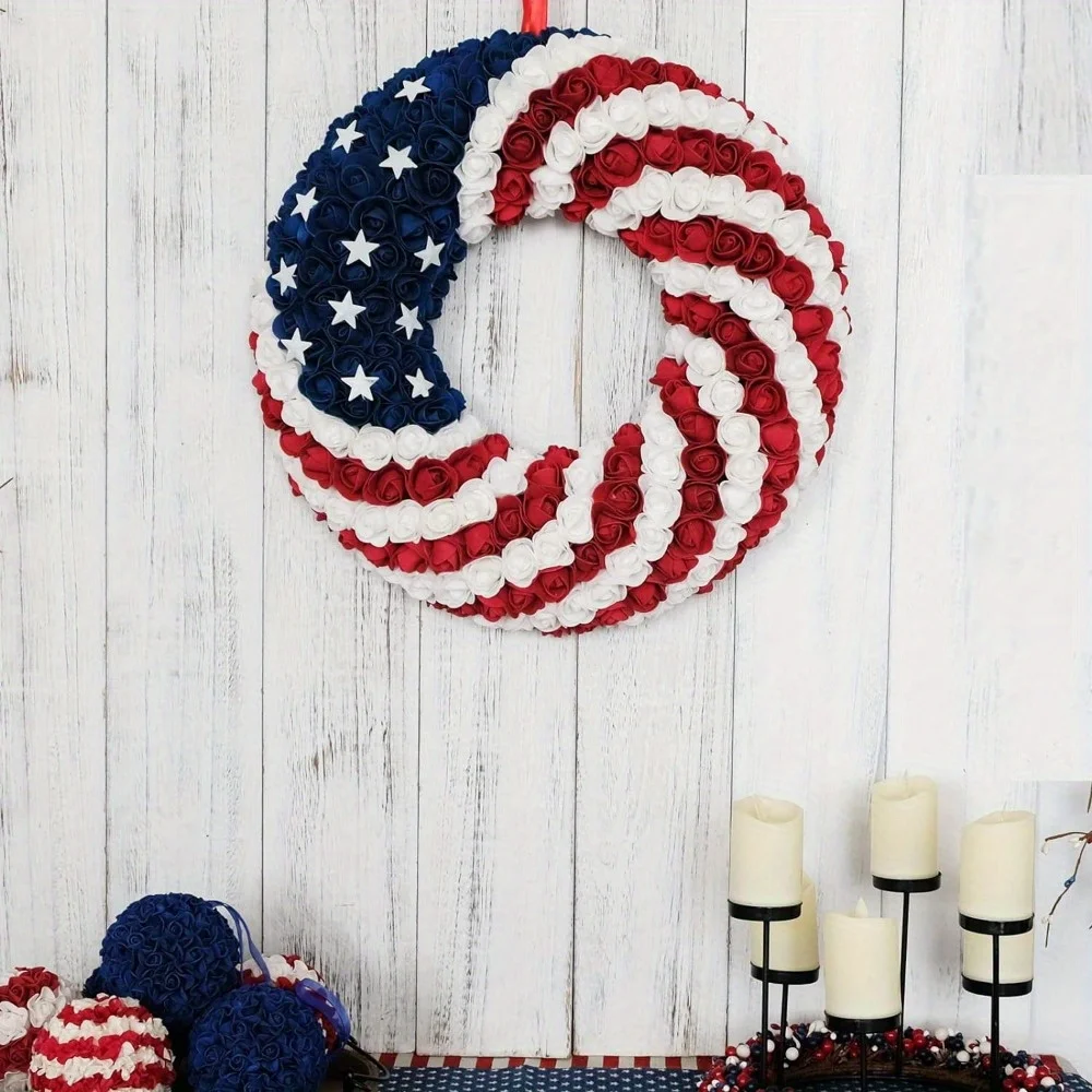 15.7 英寸 Patriotic Roses Wreath, 4Th of July Summer Soft Touch Foam Roses Wreath for the Front Door, Handcrafted
15.7 英寸 Patriotic Roses Wreath, 4Th of July Summer Soft Touch Foam Roses Wreath for the Front Door, Handcrafted