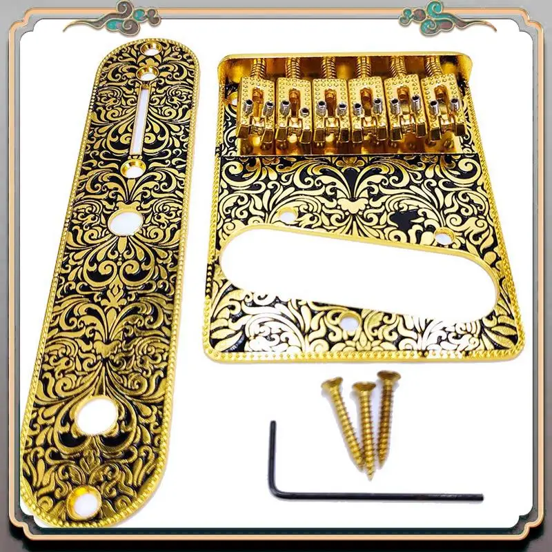 Durable 6 String Roller Saddle Bridge And Control Plate For TL Electric Guitar With Carving Decorative Strings Through Bridge
Durable 6 String Roller Saddle Bridge And Control Plate For TL Electric Guitar With Carving Decorative Strings Through Bridge