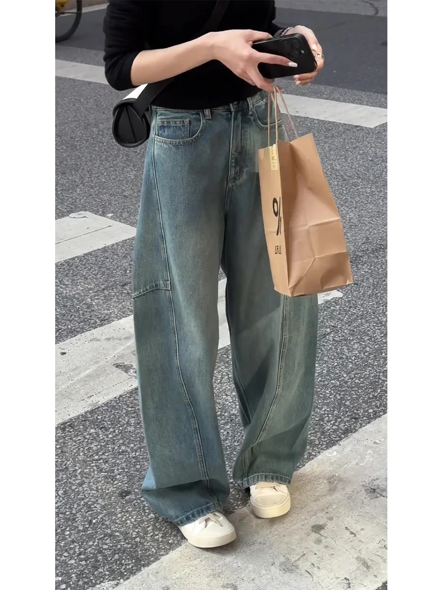 American Retro Blue Wide Leg Harlan Jeans Women's High Waist Design Sense Banana Scythe Long Pants Autumn Spring Season
American Retro Blue Wide Leg Harlan Jeans Women's High Waist Design Sense Banana Scythe Long Pants Autumn Spring Season