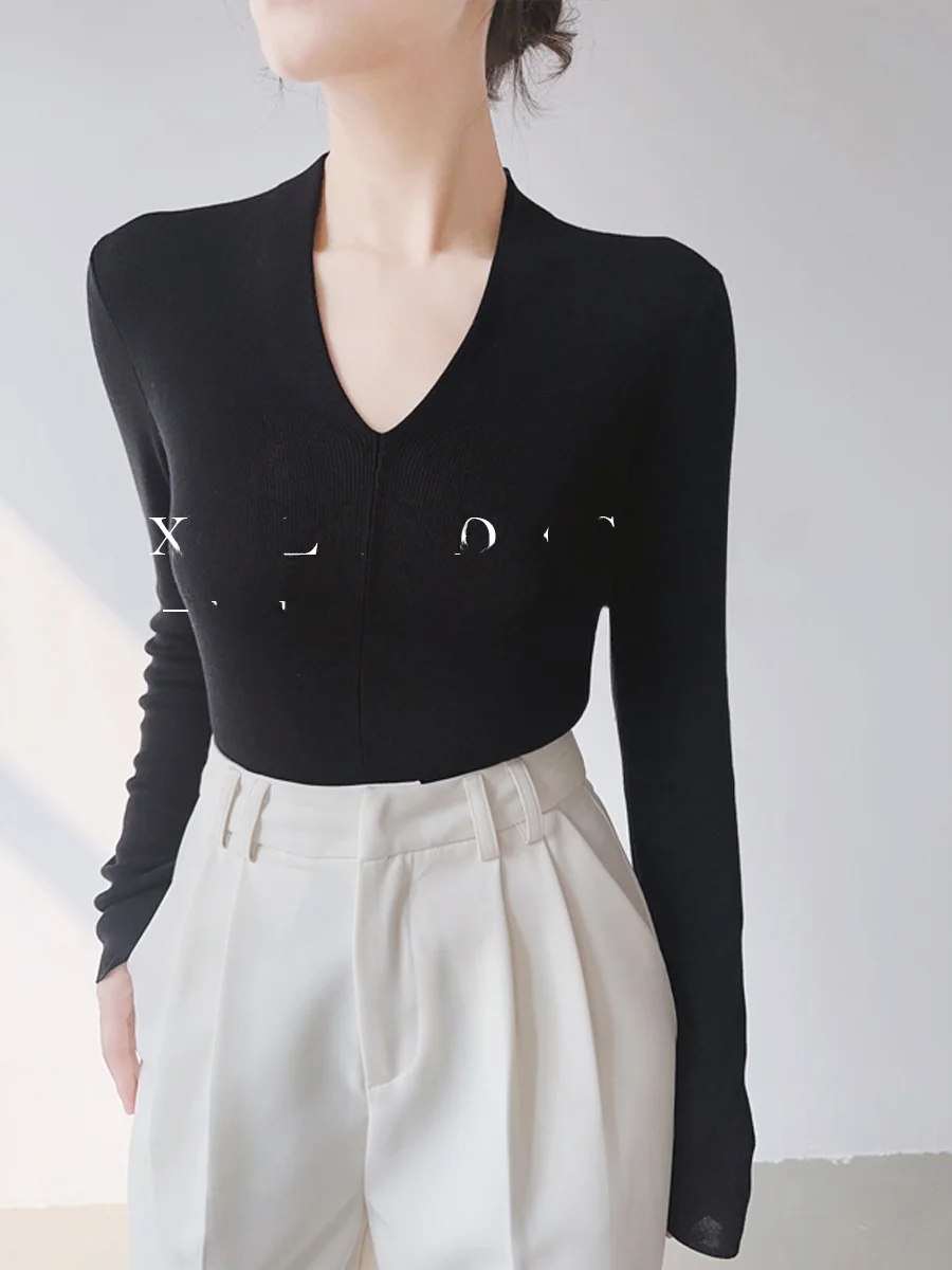 XALI Bla Ruche V-ne Knitted Base irt Women's Slim Fit Inner Wear Top Commute Sle Long Sve Regular Length
XALI Bla Ruche V-ne Knitted Base irt Women's Slim Fit Inner Wear Top Commute Sle Long Sve Regular Length