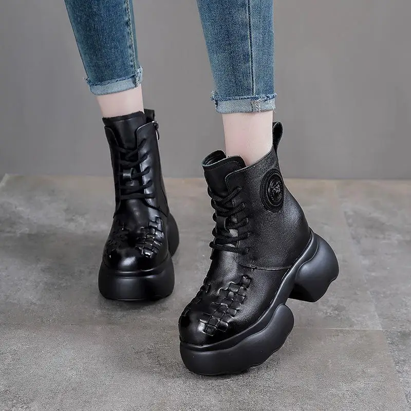 Vintage Boots Thick Bottomed Leather High Heels Cotton Lined Short Boots for Short Women Summer Fashion Boots
Vintage Boots Thick Bottomed Leather High Heels Cotton Lined Short Boots for Short Women Summer Fashion Boots