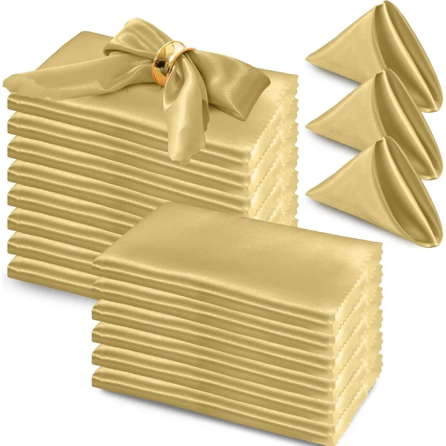 72 упаковки золотых атласных салфеток, квадратные тканевые салфетки 17 x 17 дюймов, салфетка из мягкой ткани с зубчатыми краями, многоразовая и моющаяся Dinne
72 упаковки золотых атласных салфеток, квадратные тканевые салфетки 17 x 17 дюймов, салфетка из мягкой ткани с зубчатыми краями, многоразовая и моющаяся Dinne