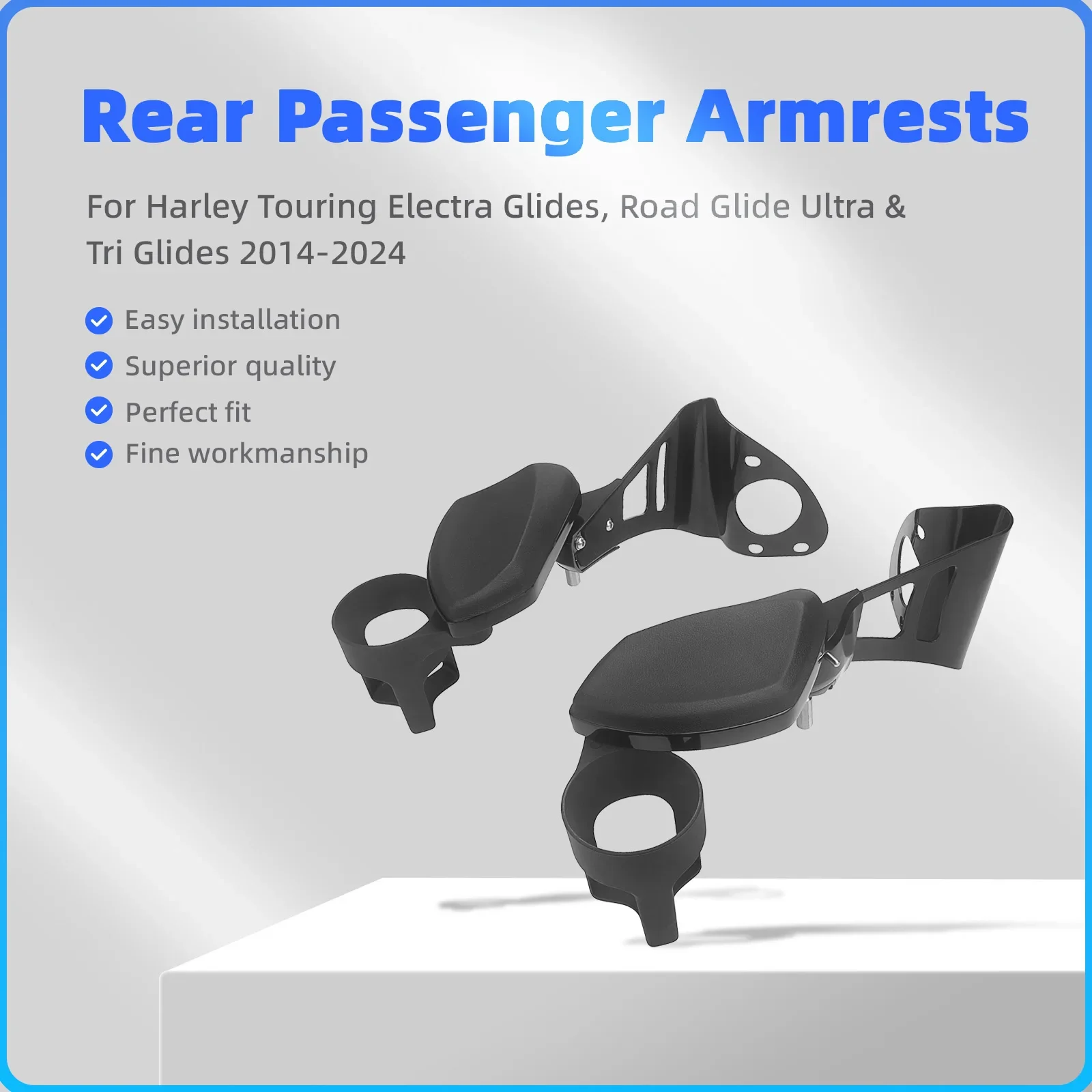 New motorcycle cup holder, rear passenger armrests, adjustable bottle handlebars suitable for Harley Touring E
New motorcycle cup holder, rear passenger armrests, adjustable bottle handlebars suitable for Harley Touring E