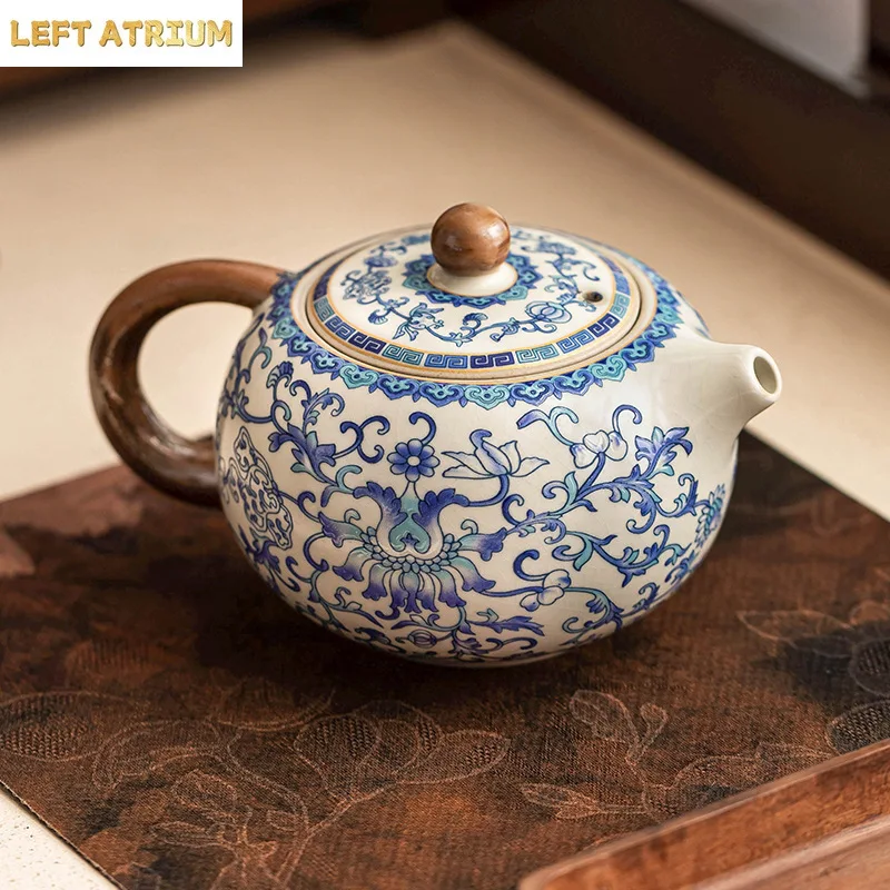 Ru Kiln Blue White Ceramic Teapot Creative Tea Maker Retro Handmade Teapot Kung Fu Tea Set Household Teaware Tea Infuser
Ru Kiln Blue White Ceramic Teapot Creative Tea Maker Retro Handmade Teapot Kung Fu Tea Set Household Teaware Tea Infuser
