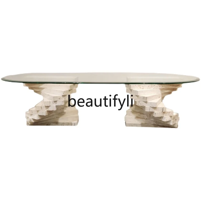 Modern simple tempered glass coffee table living room creative natural marble tea table
Modern simple tempered glass coffee table living room creative natural marble tea table