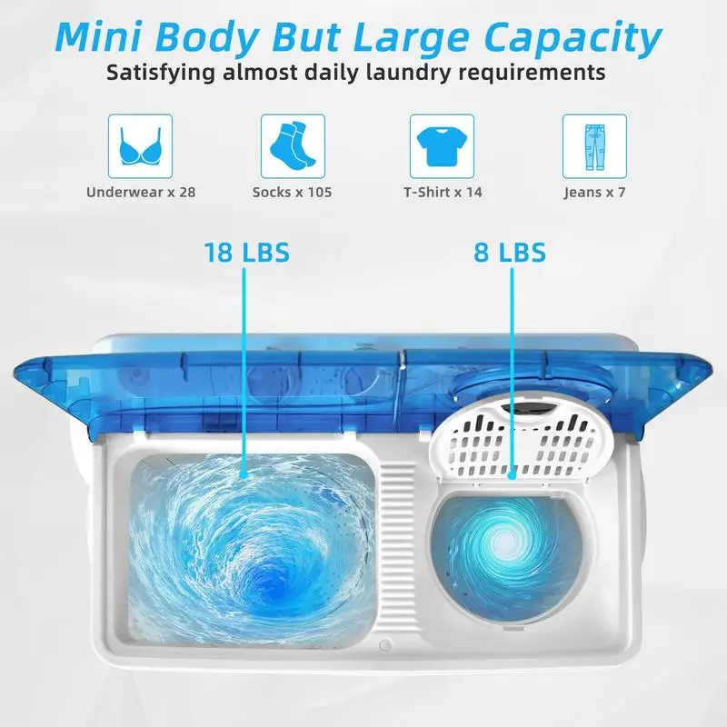 26lbs Portable Semi-Automatic Twin Tub Washing Machine with Drain Pump-Blue
26lbs Portable Semi-Automatic Twin Tub Washing Machine with Drain Pump-Blue