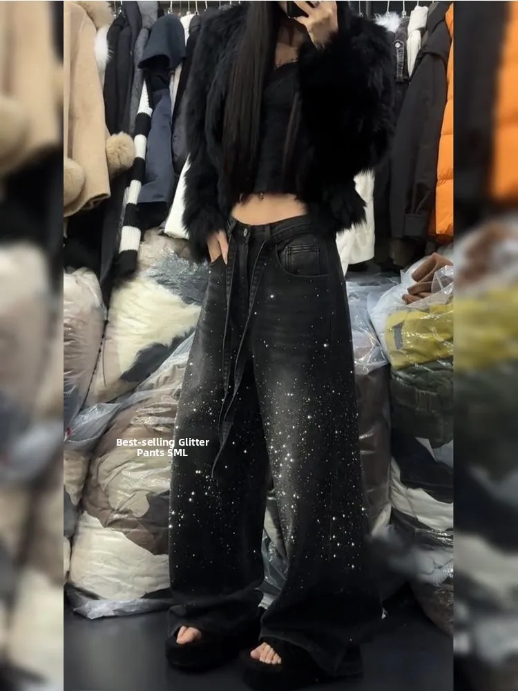 American High Street Retro Star Rhinestone Splicing Jeans Women's Spicy Loose Lazy Loose Feeling Floor-Length Pants
American High Street Retro Star Rhinestone Splicing Jeans Women's Spicy Loose Lazy Loose Feeling Floor-Length Pants