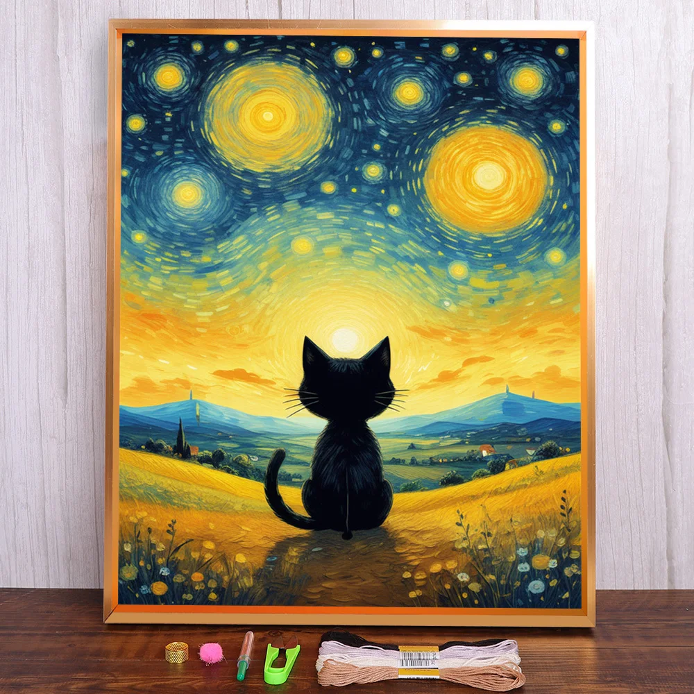 Starry Night Cat Printed Canvas Cross Stitch Embroidery Kit Knitting Craft Handiwork Handicraft Room Decor Counted Wholesale
Starry Night Cat Printed Canvas Cross Stitch Embroidery Kit Knitting Craft Handiwork Handicraft Room Decor Counted Wholesale