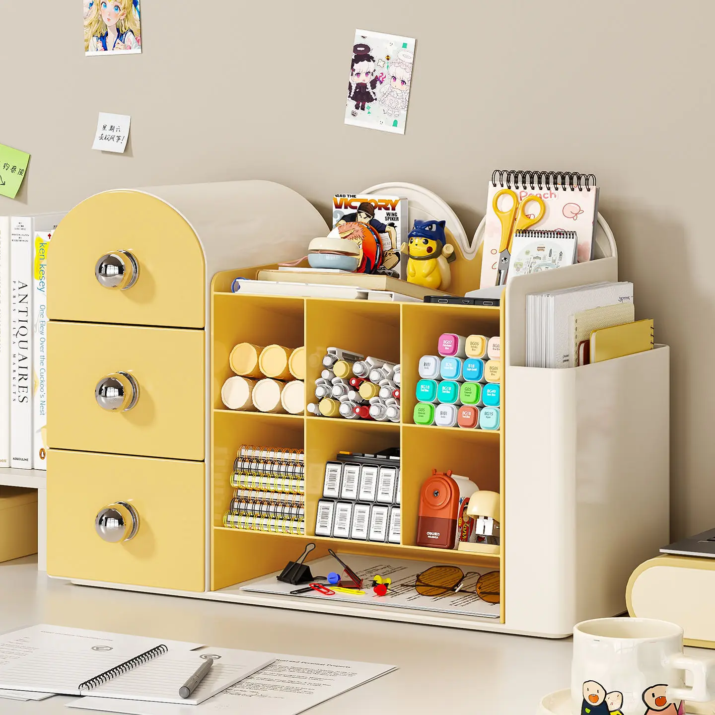Desktop Book Stand & Stationery Storage 2-in-1 Lovable Style Dormitory Desk Drawer Storage Box
Desktop Book Stand & Stationery Storage 2-in-1 Lovable Style Dormitory Desk Drawer Storage Box