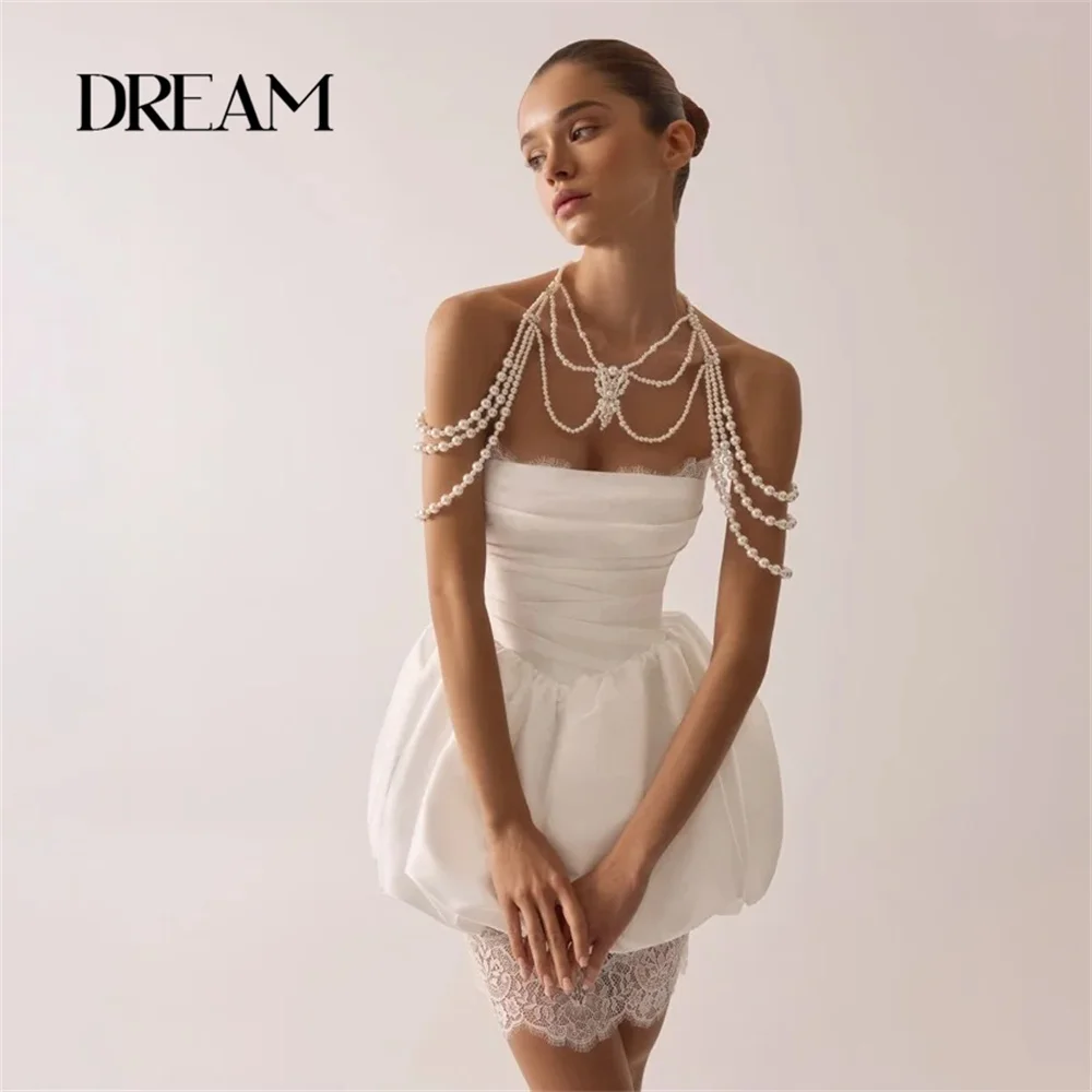 DREAM Modern Lace Short Sheath Wedding Dress Women 2025 Pleat Strapless Open Back Satin Bridal Gown Vestidos De Noiva Customized
DREAM Modern Lace Short Sheath Wedding Dress Women 2025 Pleat Strapless Open Back Satin Bridal Gown Vestidos De Noiva Customized