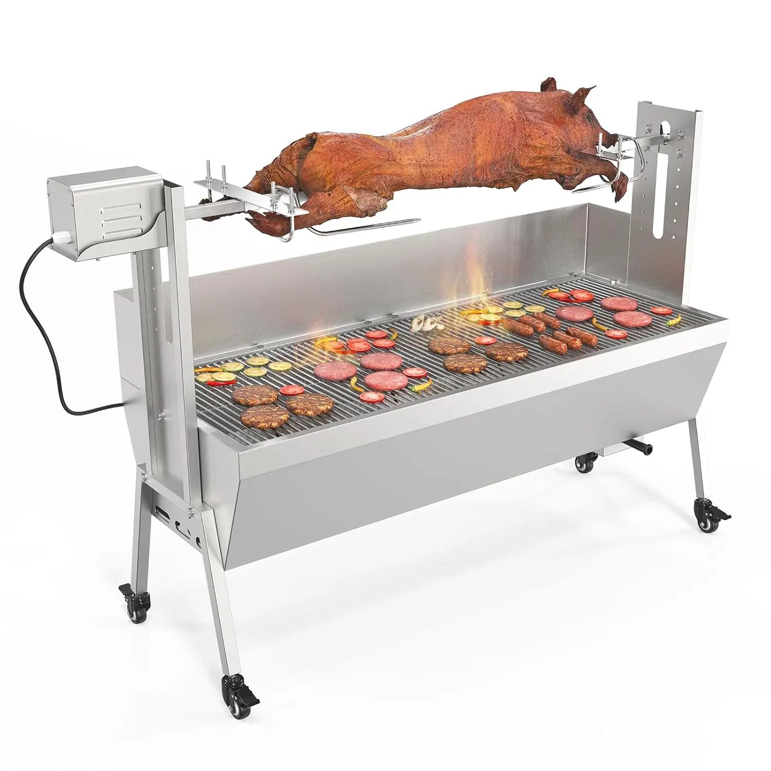 Rotisserie Grill Kit 46'' 176 Lbs Capacity, Electric Rotisserie Grill Pig Lamb Spit Roaster Stand w/Lockable Wheels, Custom
Rotisserie Grill Kit 46'' 176 Lbs Capacity, Electric Rotisserie Grill Pig Lamb Spit Roaster Stand w/Lockable Wheels, Custom