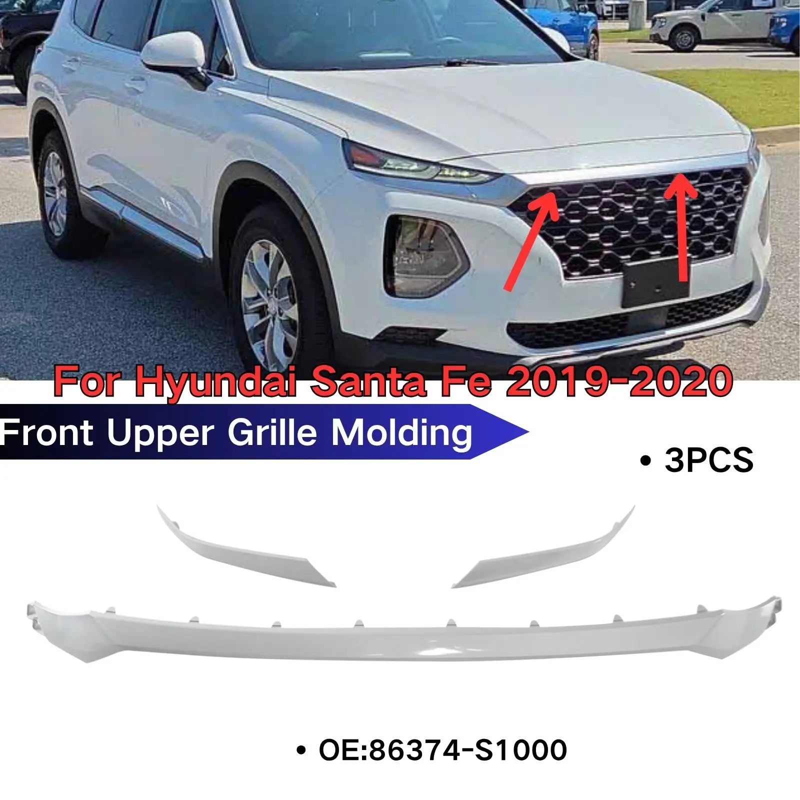 Передняя верхняя решетка для Hyundai Santa Fe 2019-2020 гг., новинка, 3 шт., накладка на капот OE 86374-S1000, хромированные автомобильные аксессуары, комплект кузова
Передняя верхняя решетка для Hyundai Santa Fe 2019-2020 гг., новинка, 3 шт., накладка на капот OE 86374-S1000, хромированные автомобильные аксессуары, комплект кузова