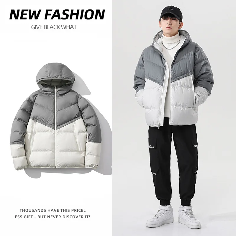 Winter new color blocking cotton coat, unisex hooded jacket, fashionable brand loose bread coat
Winter new color blocking cotton coat, unisex hooded jacket, fashionable brand loose bread coat