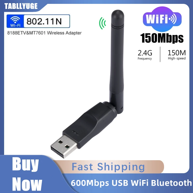 MT7601 Wireless Network Card 802.11 B /g/n High Speed 150Mbps Mini USB WiFi Adapter with 2dB Antenna for Windows 7/10 PC Laptop
MT7601 Wireless Network Card 802.11 B /g/n High Speed 150Mbps Mini USB WiFi Adapter with 2dB Antenna for Windows 7/10 PC Laptop