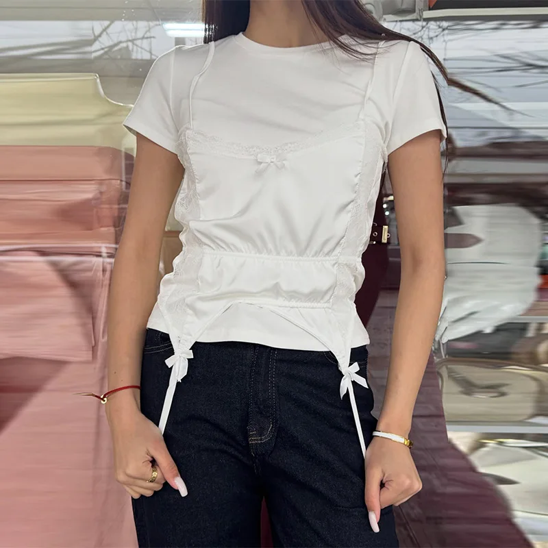 Women's Luxury Soft Satin Two Piece Crop Blouse Summer Casual O Neck Short Sleeve Shirt 2026 Elegant Unique Design Trim Tops
Women's Luxury Soft Satin Two Piece Crop Blouse Summer Casual O Neck Short Sleeve Shirt 2026 Elegant Unique Design Trim Tops