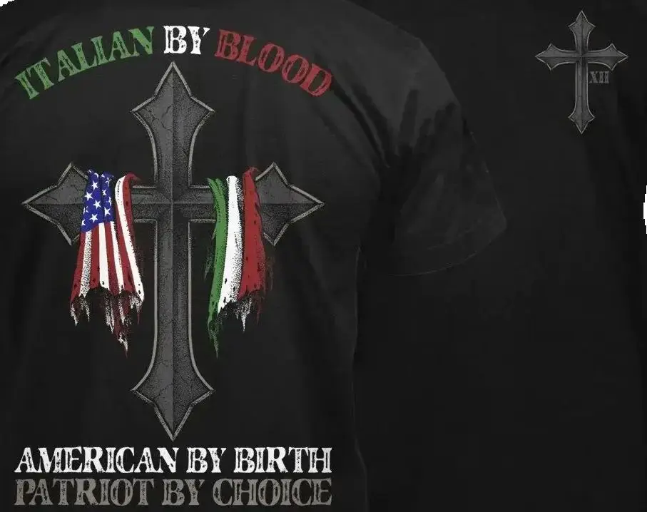 American By Birth, Patriot By Choice. Italian By Blood Christians T-Shirt 100% Cotton O-Neck Short Sleeve Casual Mens T-shirt
American By Birth, Patriot By Choice. Italian By Blood Christians T-Shirt 100% Cotton O-Neck Short Sleeve Casual Mens T-shirt