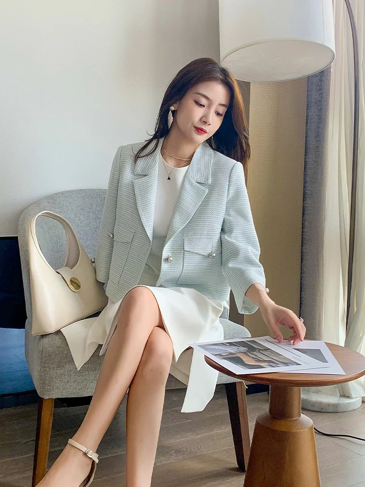 Ele Tweed ort Suit Jaet Women's Faionable Commuter Sle Loose Fit Button Detail Seven Sve Long Regular Length
Ele Tweed ort Suit Jaet Women's Faionable Commuter Sle Loose Fit Button Detail Seven Sve Long Regular Length