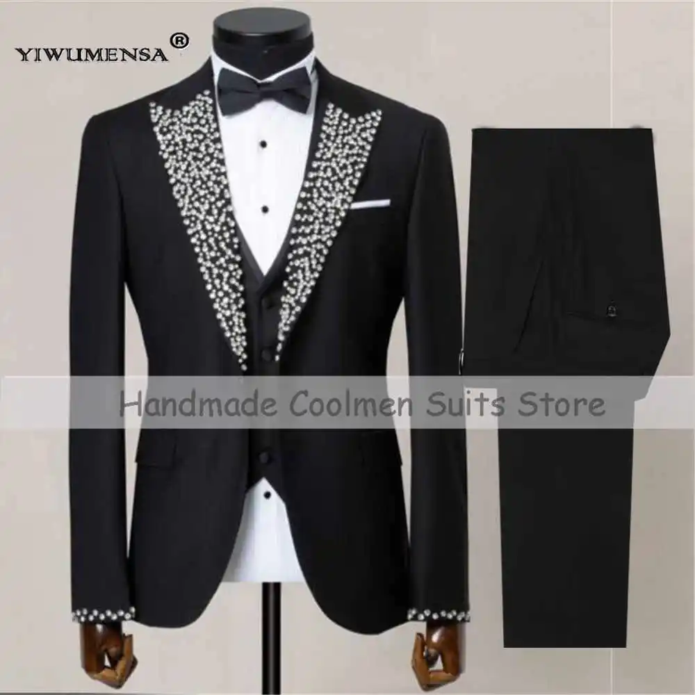 Luxury Crystals Beading Men's Tuxedos Suits Single Breasted Groom Blazer Outfits 3 Pieces Man Wedding Party Dresses Customized
Luxury Crystals Beading Men's Tuxedos Suits Single Breasted Groom Blazer Outfits 3 Pieces Man Wedding Party Dresses Customized