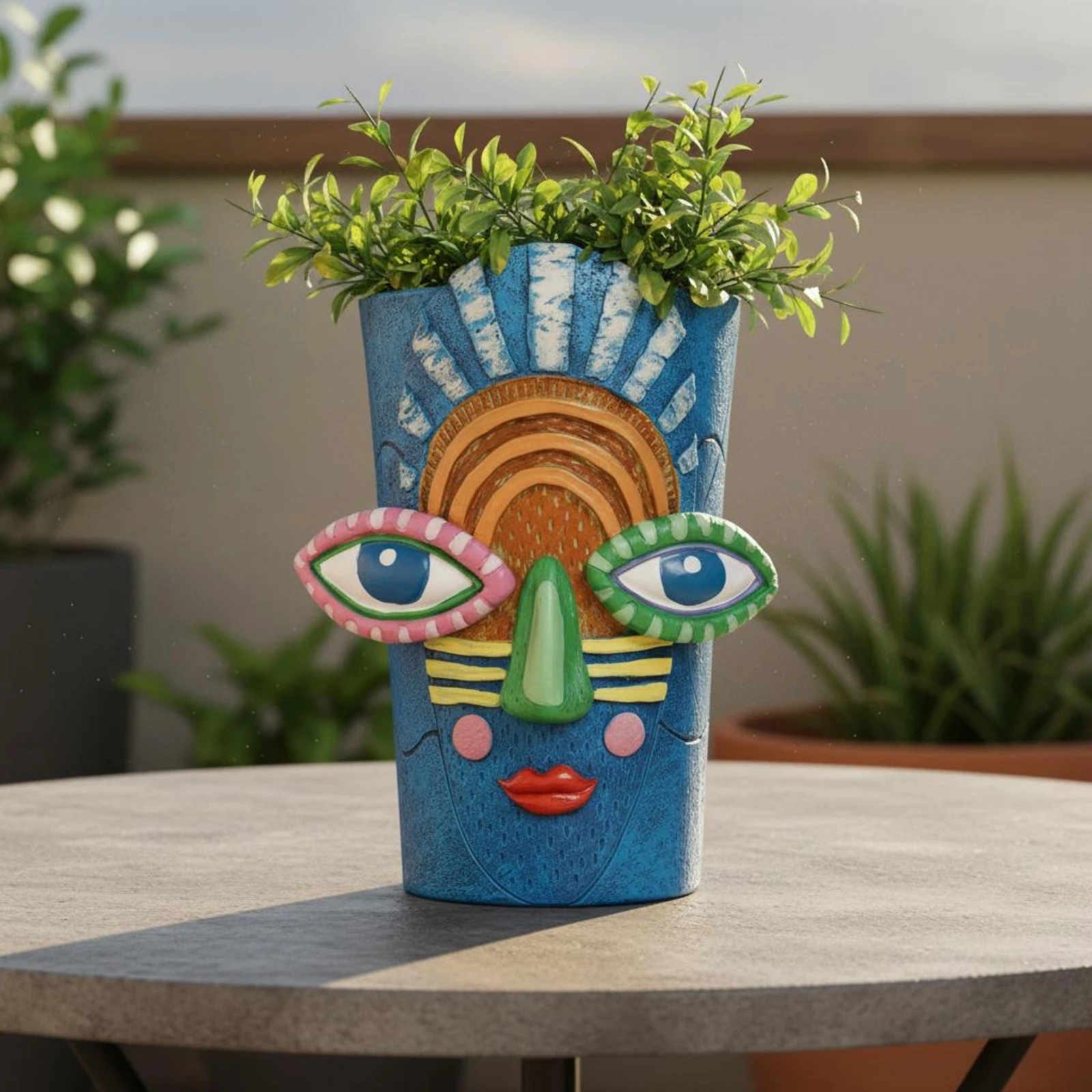 Abstract Face Flower Pot Art Sculpture Face Planter Head Plant Pot Colorful Design Garden Decor Boho Design for Patio
Abstract Face Flower Pot Art Sculpture Face Planter Head Plant Pot Colorful Design Garden Decor Boho Design for Patio