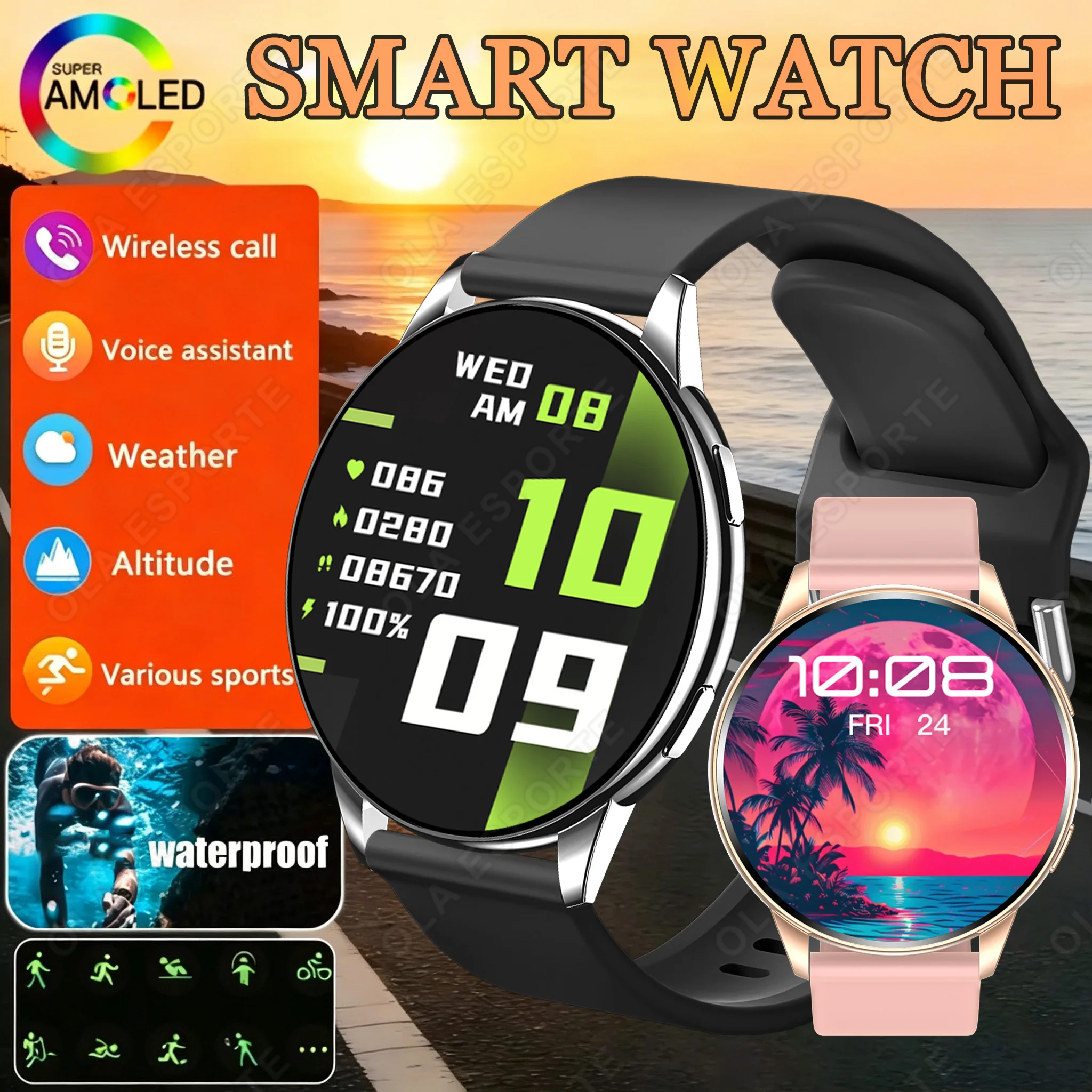 Smart watch with full touch screen, call, message reminder, music control and other functions, compatible with iPhone/android
Smart watch with full touch screen, call, message reminder, music control and other functions, compatible with iPhone/android