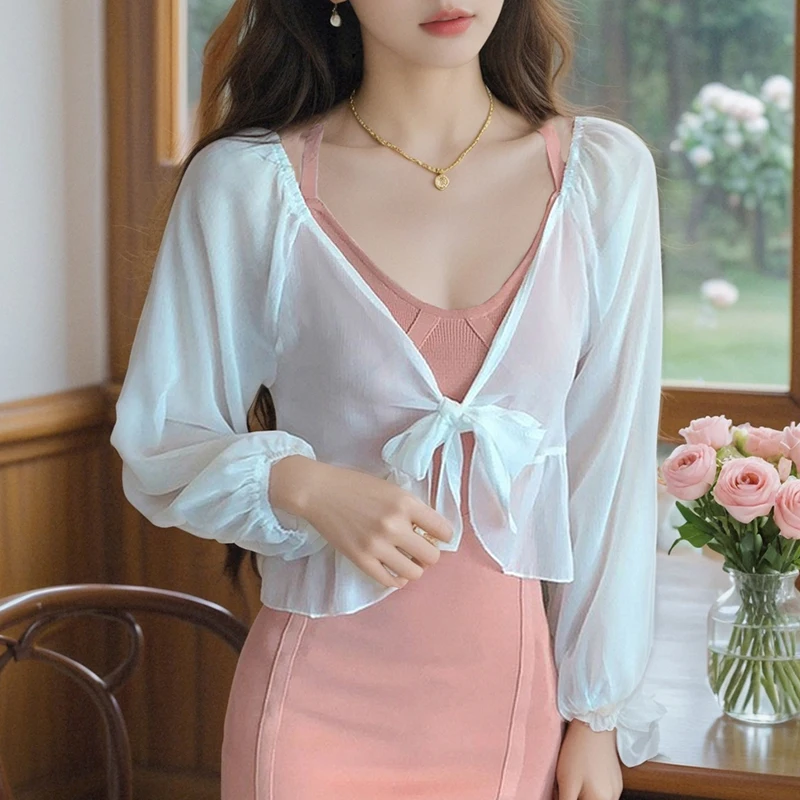 Summer Fashion Long Sleeve V-Neck Sunscreen Shirt Shawl Women Shirt White Chiffon Blouse Women Tops Camisas De Mujer Blusas N546
Summer Fashion Long Sleeve V-Neck Sunscreen Shirt Shawl Women Shirt White Chiffon Blouse Women Tops Camisas De Mujer Blusas N546