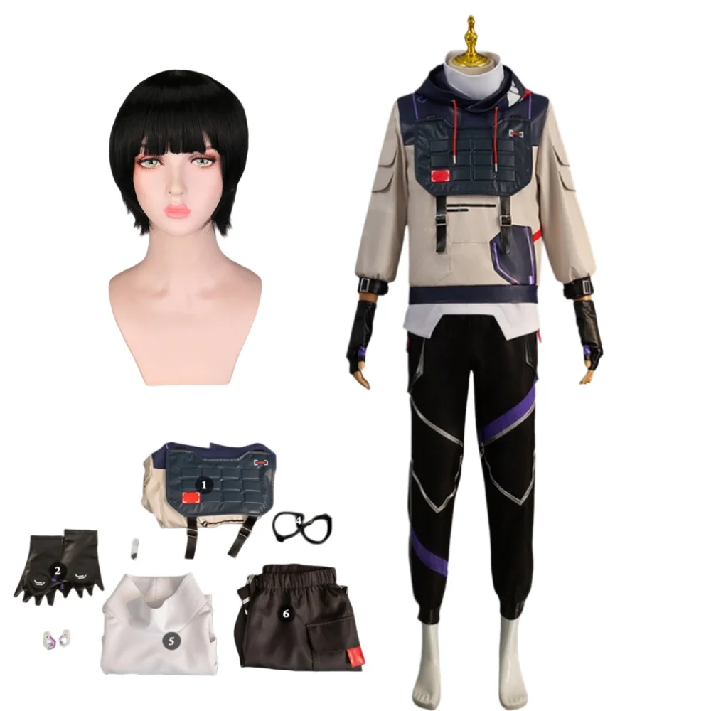VALORANT Iso Cosplay Costume Valorant Iso Top Pants Earrings Gloves Wig Suits
VALORANT Iso Cosplay Costume Valorant Iso Top Pants Earrings Gloves Wig Suits