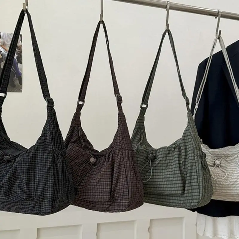 Korean Style Plaid Casual Shoulder Bag, Lightweight Checkered Crossbody Bag With Adjustable Strap, Cotton Quilted Fabric Handbag
Korean Style Plaid Casual Shoulder Bag, Lightweight Checkered Crossbody Bag With Adjustable Strap, Cotton Quilted Fabric Handbag