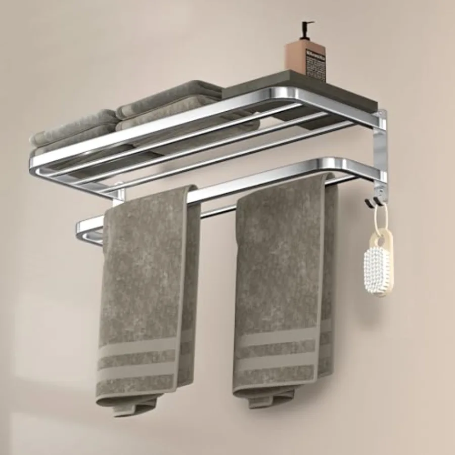 23 Inch Bathroom Towel Rack Towel Shelf with Double Towel Bars Lavatory Wall Mount Holder with Hooks Stainless Steel Hotel Bath
23 Inch Bathroom Towel Rack Towel Shelf with Double Towel Bars Lavatory Wall Mount Holder with Hooks Stainless Steel Hotel Bath