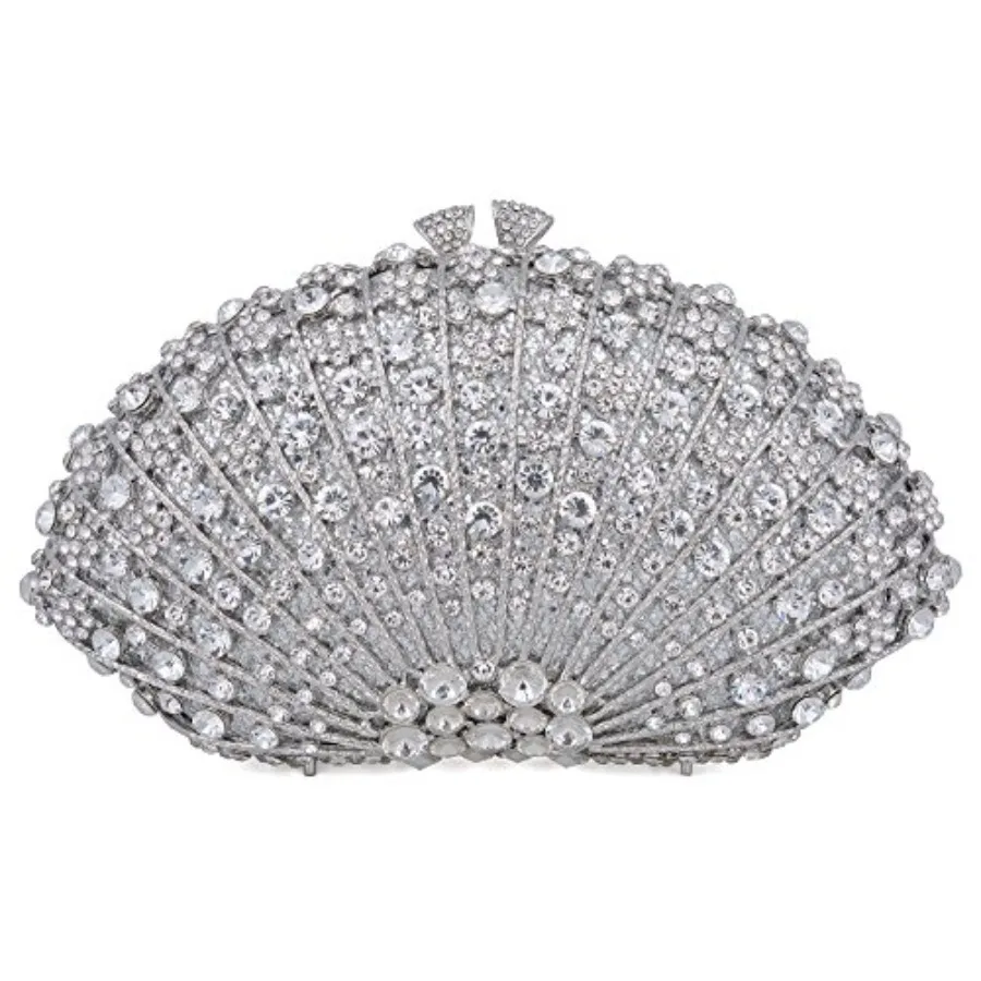 Evening clutch for women, crystal rhinestone-embellished, luxury design, silver tone, lightweight and elegant
Evening clutch for women, crystal rhinestone-embellished, luxury design, silver tone, lightweight and elegant