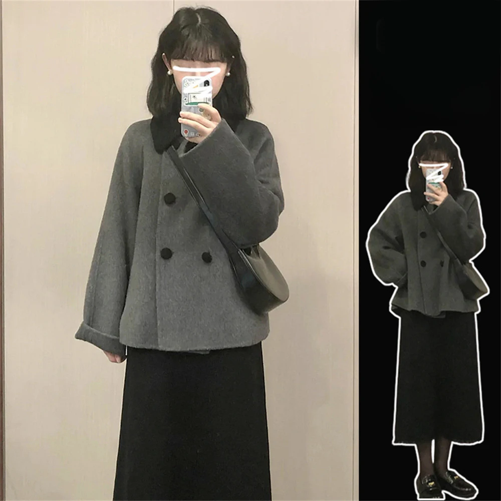 1pcs Japanese Korean Fashion Short Woolen Coats Women's Autumn Winter New Elegant Jacket Tops Ladies Grey Luxury Outerwear Gift
1pcs Japanese Korean Fashion Short Woolen Coats Women's Autumn Winter New Elegant Jacket Tops Ladies Grey Luxury Outerwear Gift