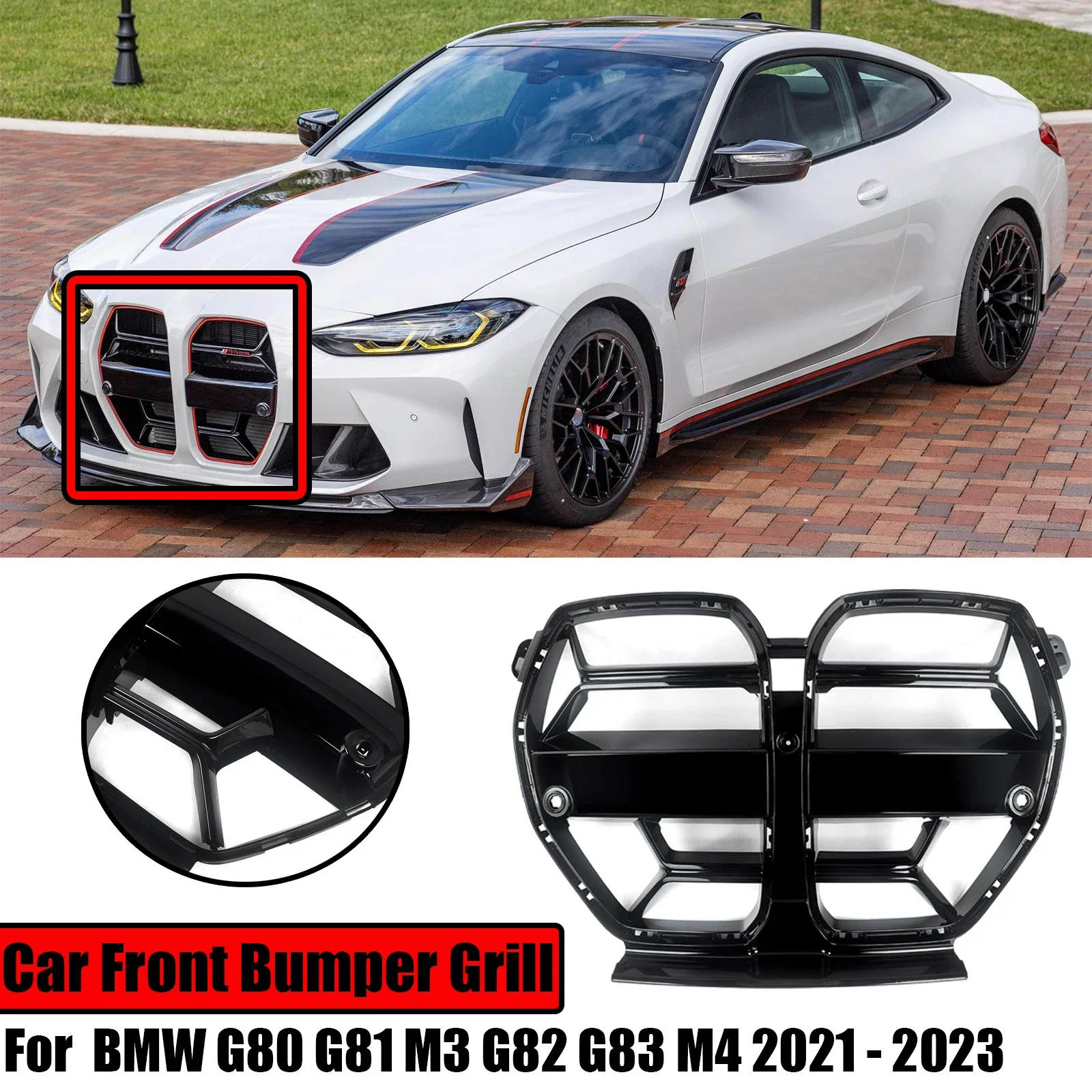 Car Front Bumper Grilles For BMW G80 G81 M3 G82 G83 M4 2021-2023 Carbon Fiber Style Hood Grill ACC Glossy Black
Car Front Bumper Grilles For BMW G80 G81 M3 G82 G83 M4 2021-2023 Carbon Fiber Style Hood Grill ACC Glossy Black