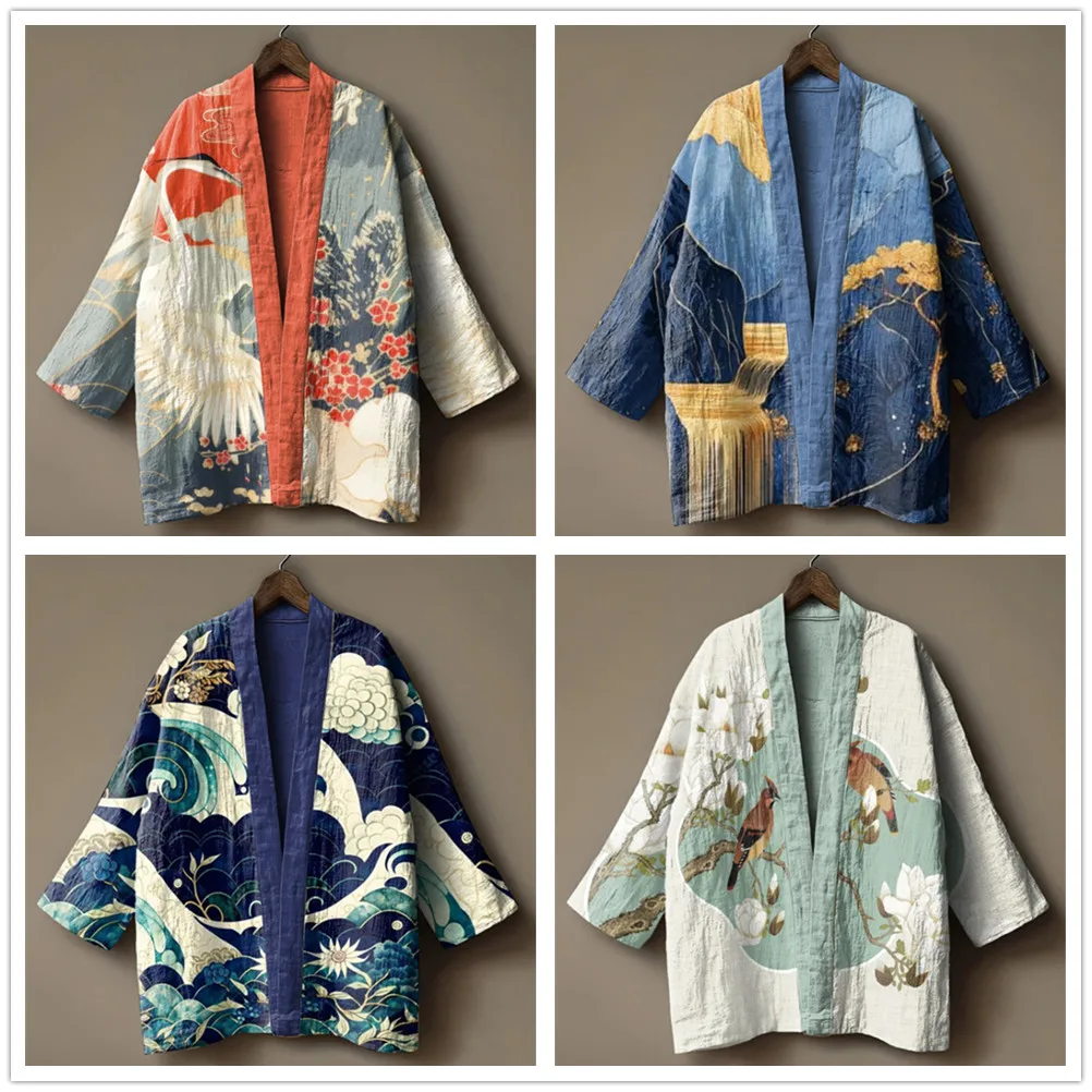 Japanese Kimono Print Cosplay Haori Yukata Top Traditional Samurai Loose Kimono Cardigan for Men Women
Japanese Kimono Print Cosplay Haori Yukata Top Traditional Samurai Loose Kimono Cardigan for Men Women