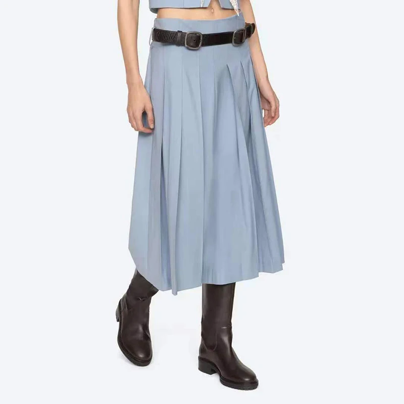 Spring Summer New Women's Blue Black Belted Midi Skirt Versatile Simple Elegant Pleated Skirt Casual Pants Elegant Style
Spring Summer New Women's Blue Black Belted Midi Skirt Versatile Simple Elegant Pleated Skirt Casual Pants Elegant Style