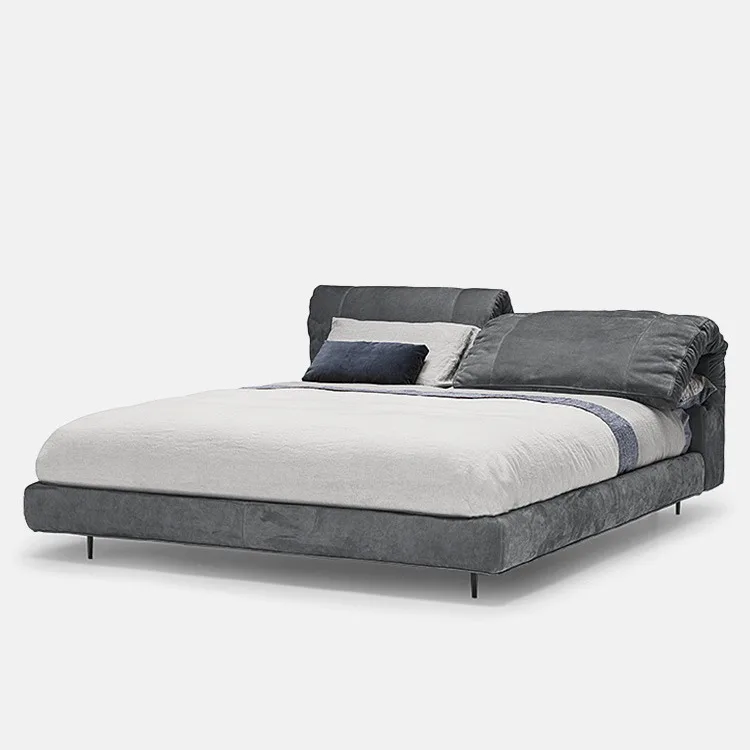 Italian minimalist bed, wabi-sabi style, high-end fabric double bed
Italian minimalist bed, wabi-sabi style, high-end fabric double bed