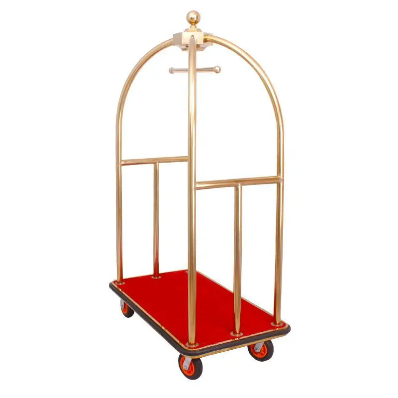 Hand pushed hotel flat top stainless steel luggage cart, golden roof hotel lobby small airport heavy-duty chair truck
Hand pushed hotel flat top stainless steel luggage cart, golden roof hotel lobby small airport heavy-duty chair truck