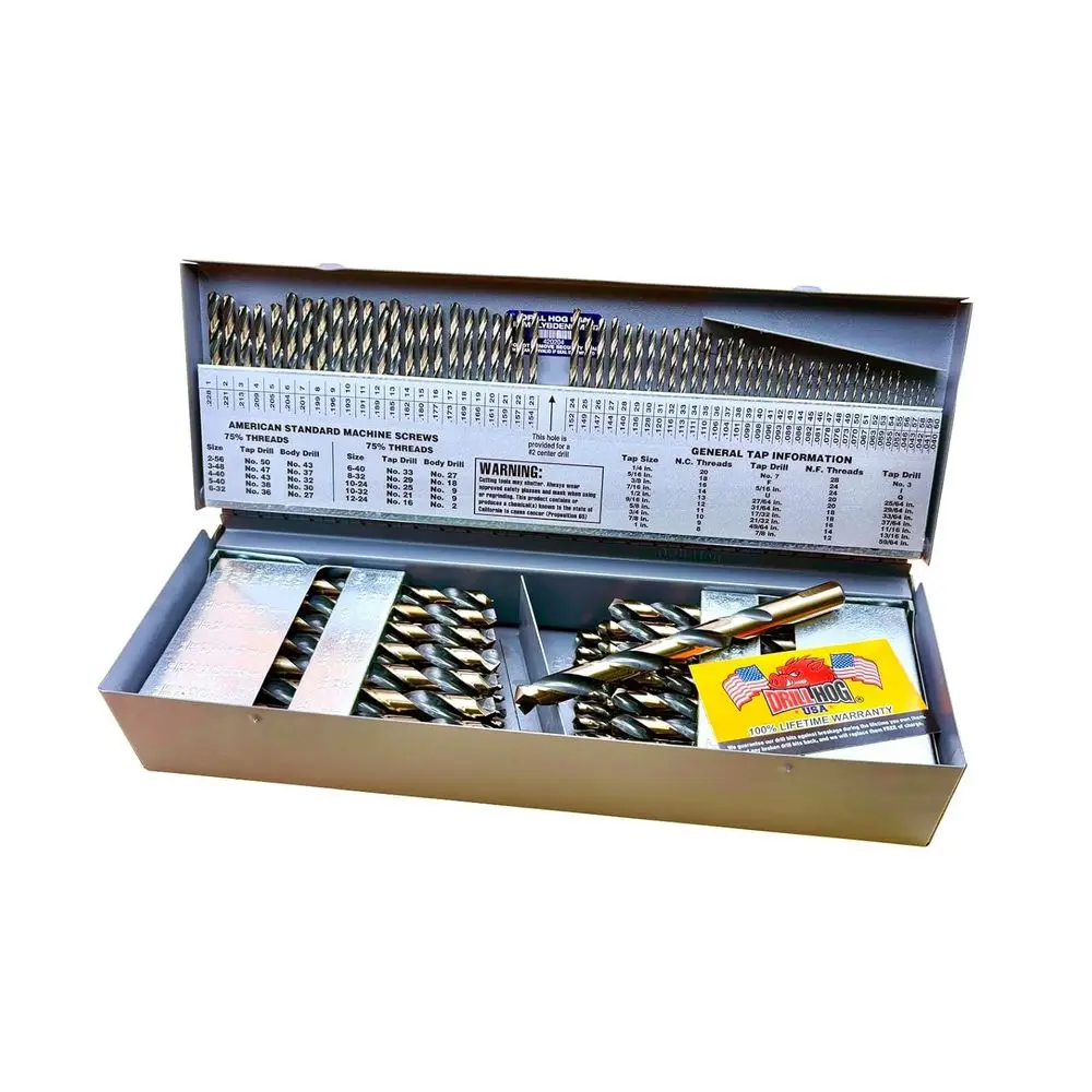 115-Piece High-Molybdenum Steel Drill Bit Set with Letter and Number Sizes
115-Piece High-Molybdenum Steel Drill Bit Set with Letter and Number Sizes