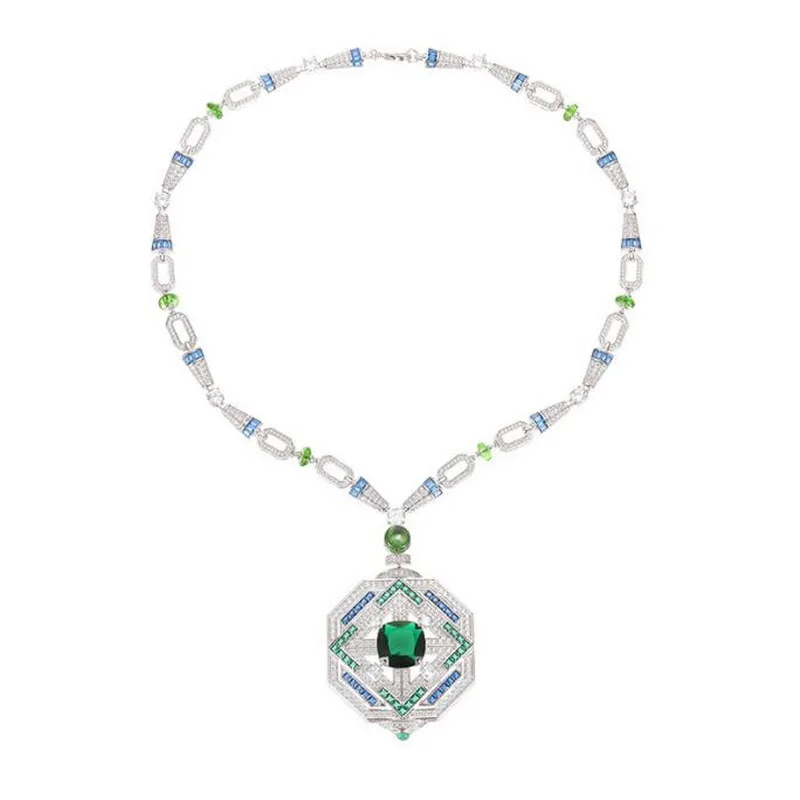 Designer Collection Style Necklace Women Lady Inlay Cubic Zircon Synthetic Emerald Pendant Green Beads Party Jewelry Sets
Designer Collection Style Necklace Women Lady Inlay Cubic Zircon Synthetic Emerald Pendant Green Beads Party Jewelry Sets