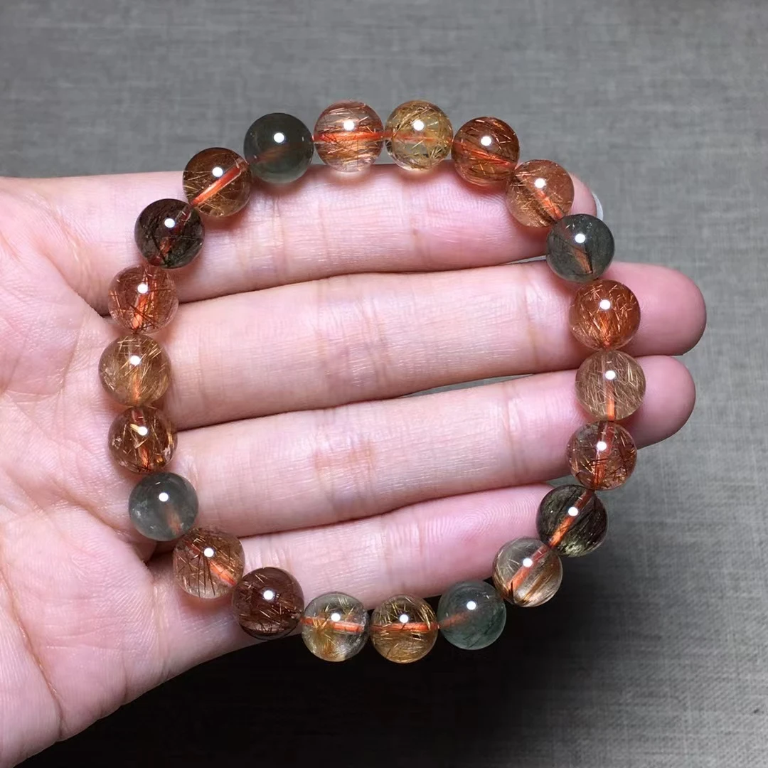 Natural Copper Rutilated Quartz Bracelet 8.5mm Copper Rutilated Clear Round Beads Women Man Bracelet AAAAA
Natural Copper Rutilated Quartz Bracelet 8.5mm Copper Rutilated Clear Round Beads Women Man Bracelet AAAAA