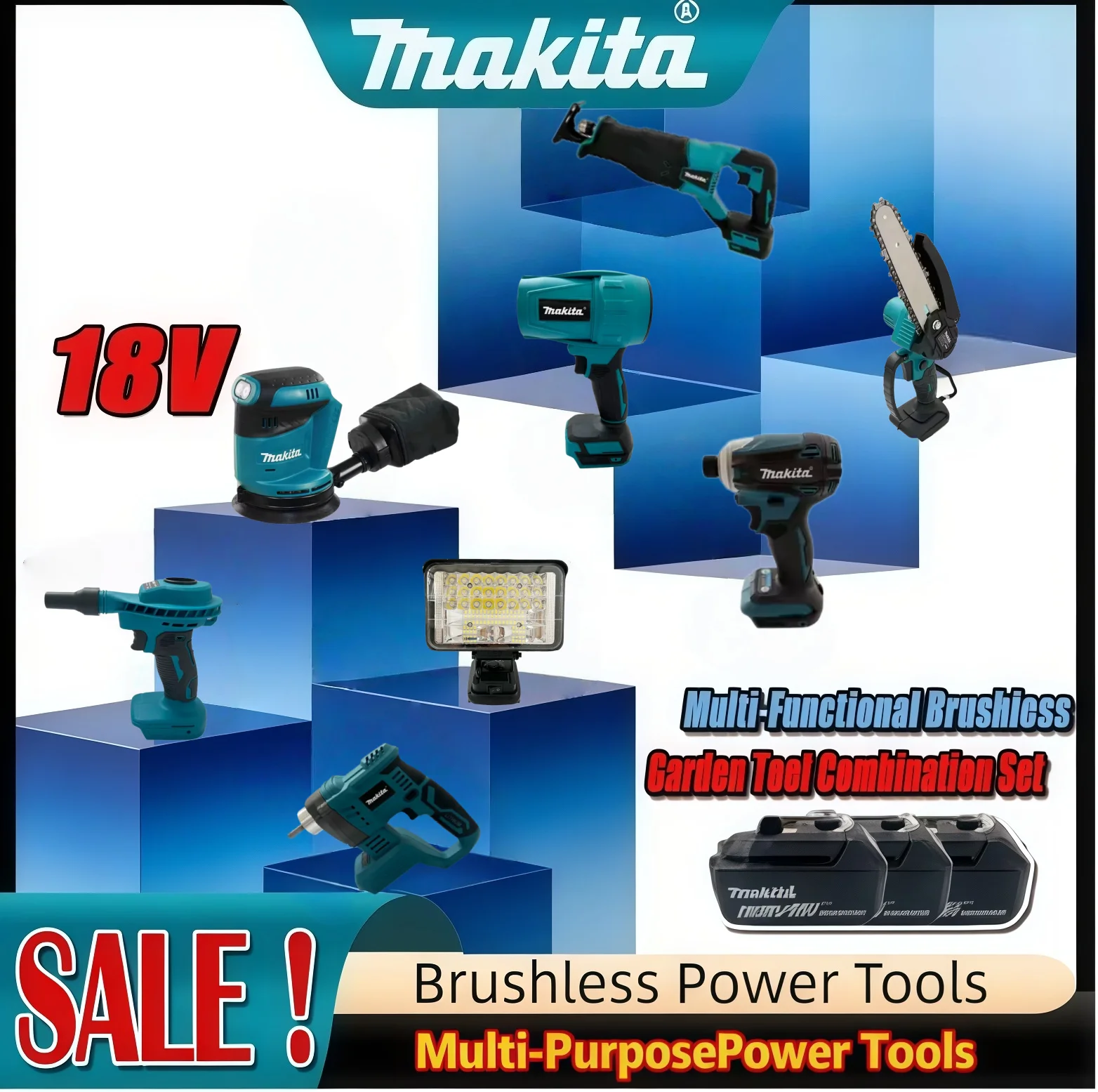 Набор беспроводных инструментов Makita: цепная пила, компрессор, бесщеточная шлифовальная машина, пистолет для смазки, для аккумуляторов Makita
Набор беспроводных инструментов Makita: цепная пила, компрессор, бесщеточная шлифовальная машина, пистолет для смазки, для аккумуляторов Makita