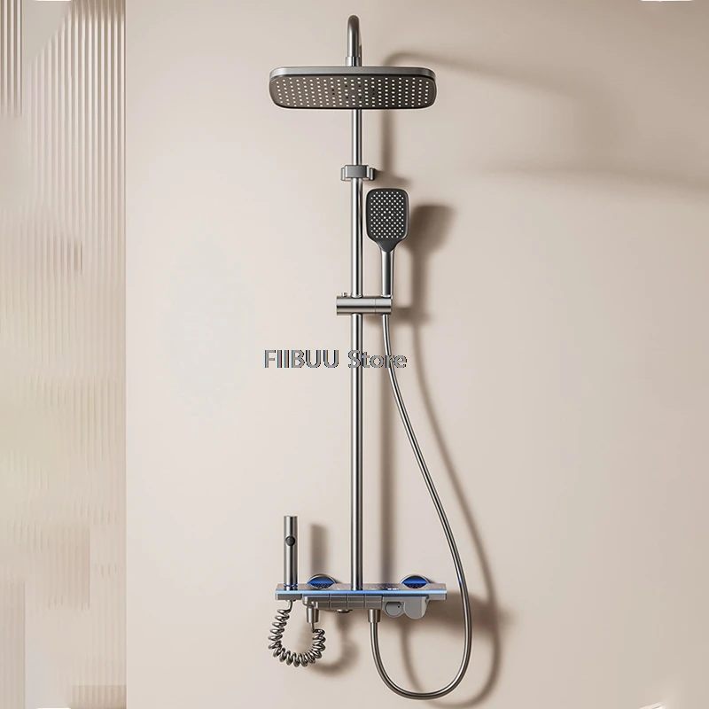 Intelligent Temperature Display Shower System Waterfall Spout Pressure Boosting Shower Sets With Piano Button Large Top Spray
Intelligent Temperature Display Shower System Waterfall Spout Pressure Boosting Shower Sets With Piano Button Large Top Spray