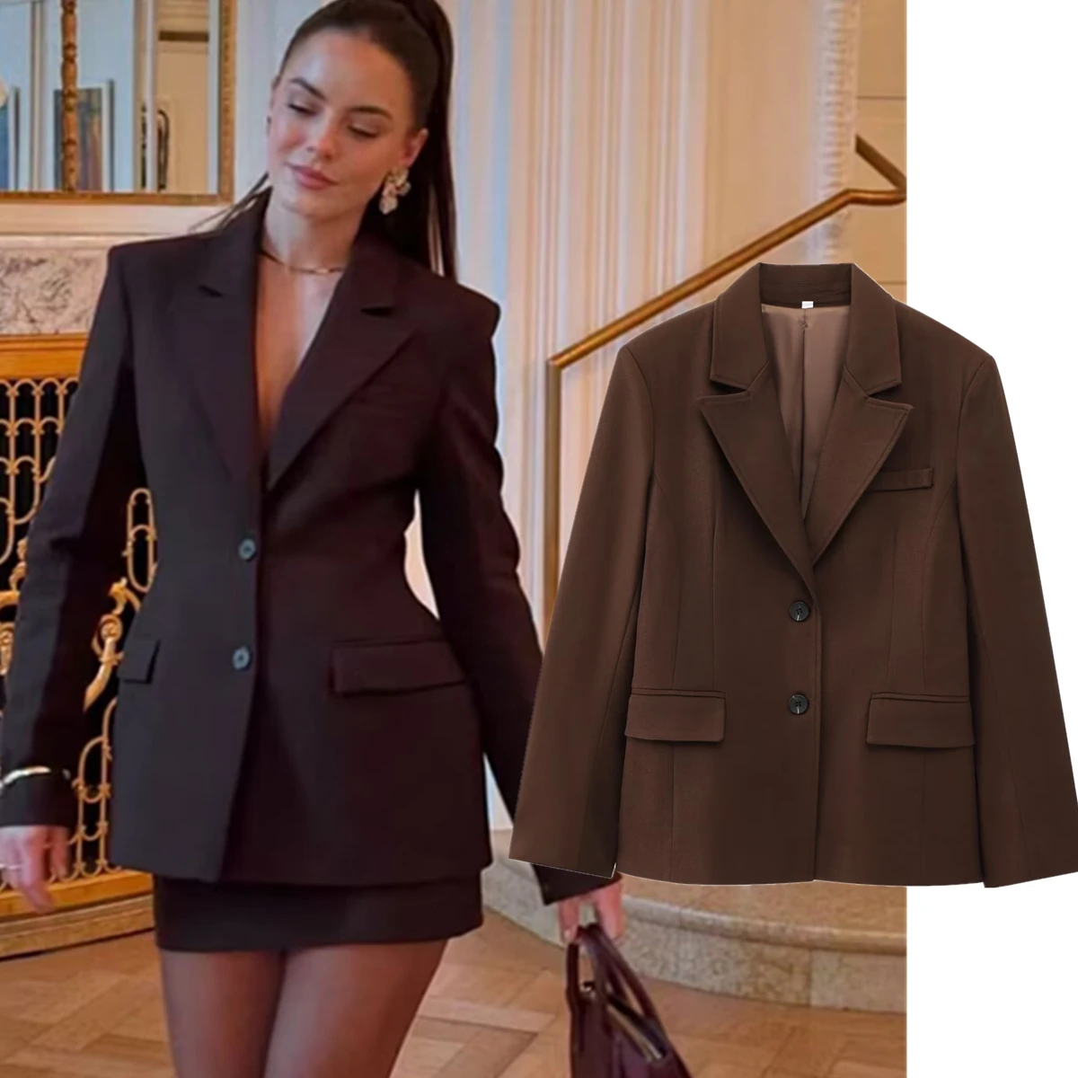 Withered French Fashion Blogger Retro Coffee Casual Suit Jacket Women Top Women's Blazer Woman Clothing Minimalist Blazer
Withered French Fashion Blogger Retro Coffee Casual Suit Jacket Women Top Women's Blazer Woman Clothing Minimalist Blazer