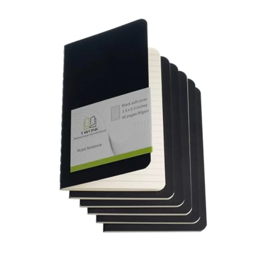 6 Pack Mini Pocket Notebooks, 3.5 by 5.5 Inch 90 x 140 mm,Black Cardstock Journal Set with 60 Lined Pages (30 Sheets) - Perfect
6 Pack Mini Pocket Notebooks, 3.5 by 5.5 Inch 90 x 140 mm,Black Cardstock Journal Set with 60 Lined Pages (30 Sheets) - Perfect