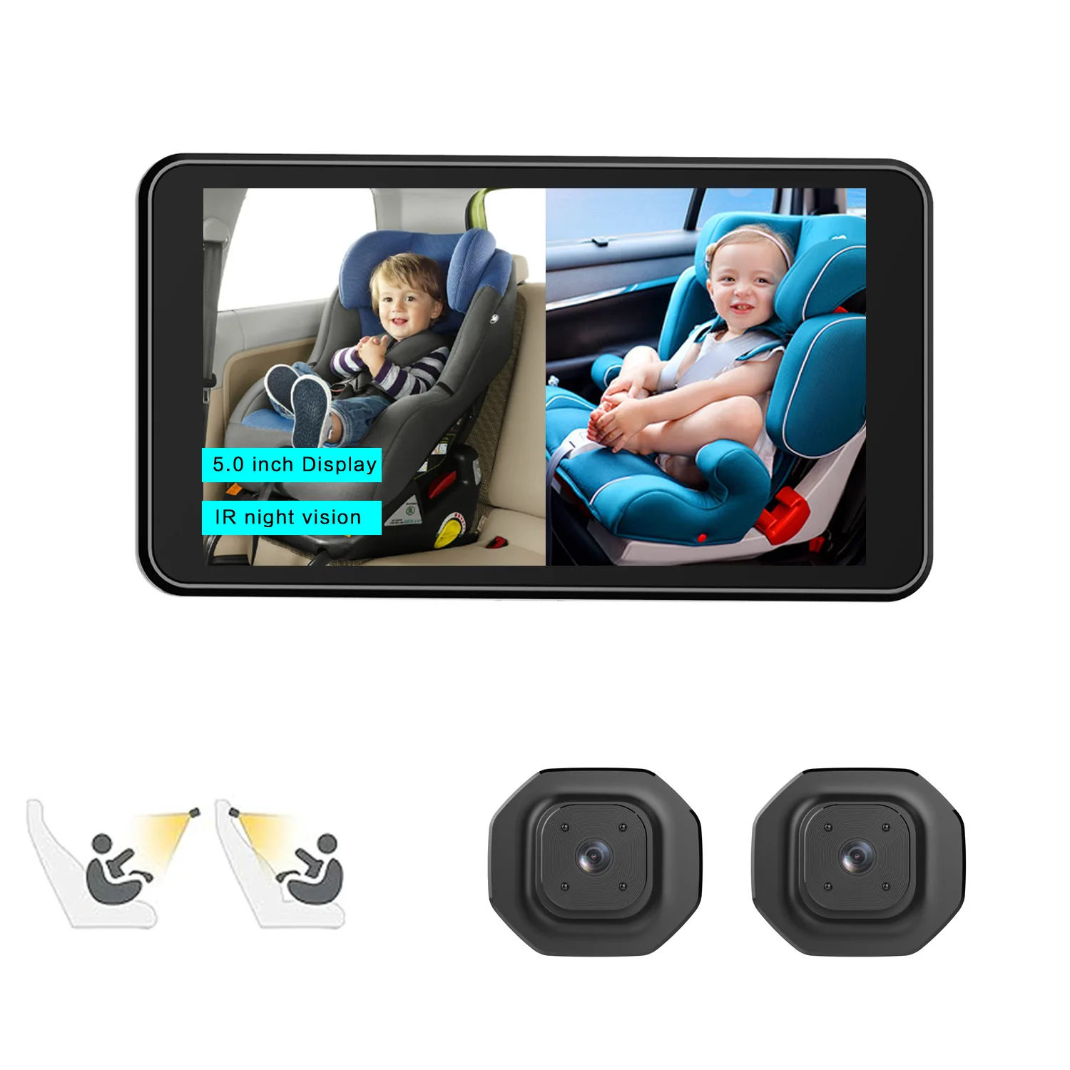 5 Inch Screen Car Baby Monitor Dual Lens Rear Facing Camera Easy Install Adjustable Wide Angle Night Vision for Back Seat Infant
5 Inch Screen Car Baby Monitor Dual Lens Rear Facing Camera Easy Install Adjustable Wide Angle Night Vision for Back Seat Infant