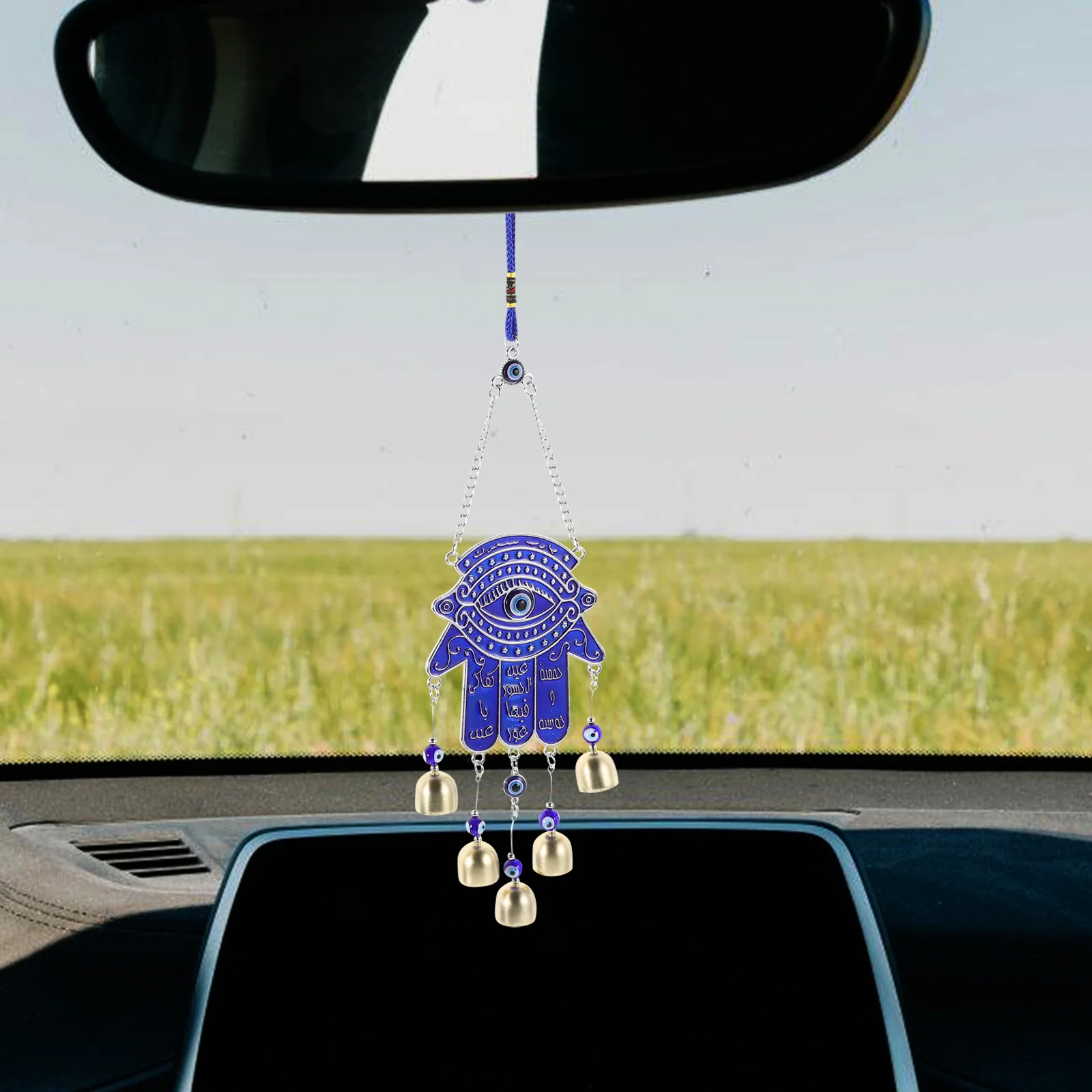 Stylish Blue Hand Bell Car Pendant with Eye Detail Easy Install Hanging Ornament for Car Interior Decor Lucky Charm Vehicle
Stylish Blue Hand Bell Car Pendant with Eye Detail Easy Install Hanging Ornament for Car Interior Decor Lucky Charm Vehicle