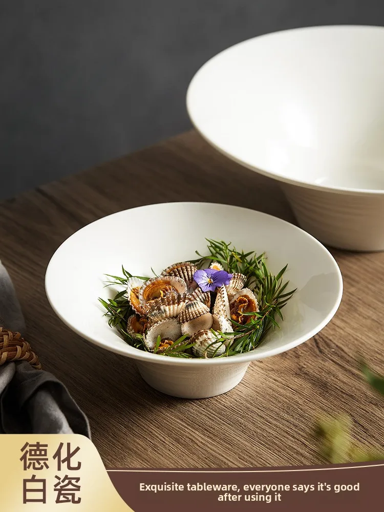 Ele White Cerc High-Stand Trumpet Bowl Salad Soup Dert Bowl Hotel Dining Utensils Chinese Sle round ape Daily Use
Ele White Cerc High-Stand Trumpet Bowl Salad Soup Dert Bowl Hotel Dining Utensils Chinese Sle round ape Daily Use