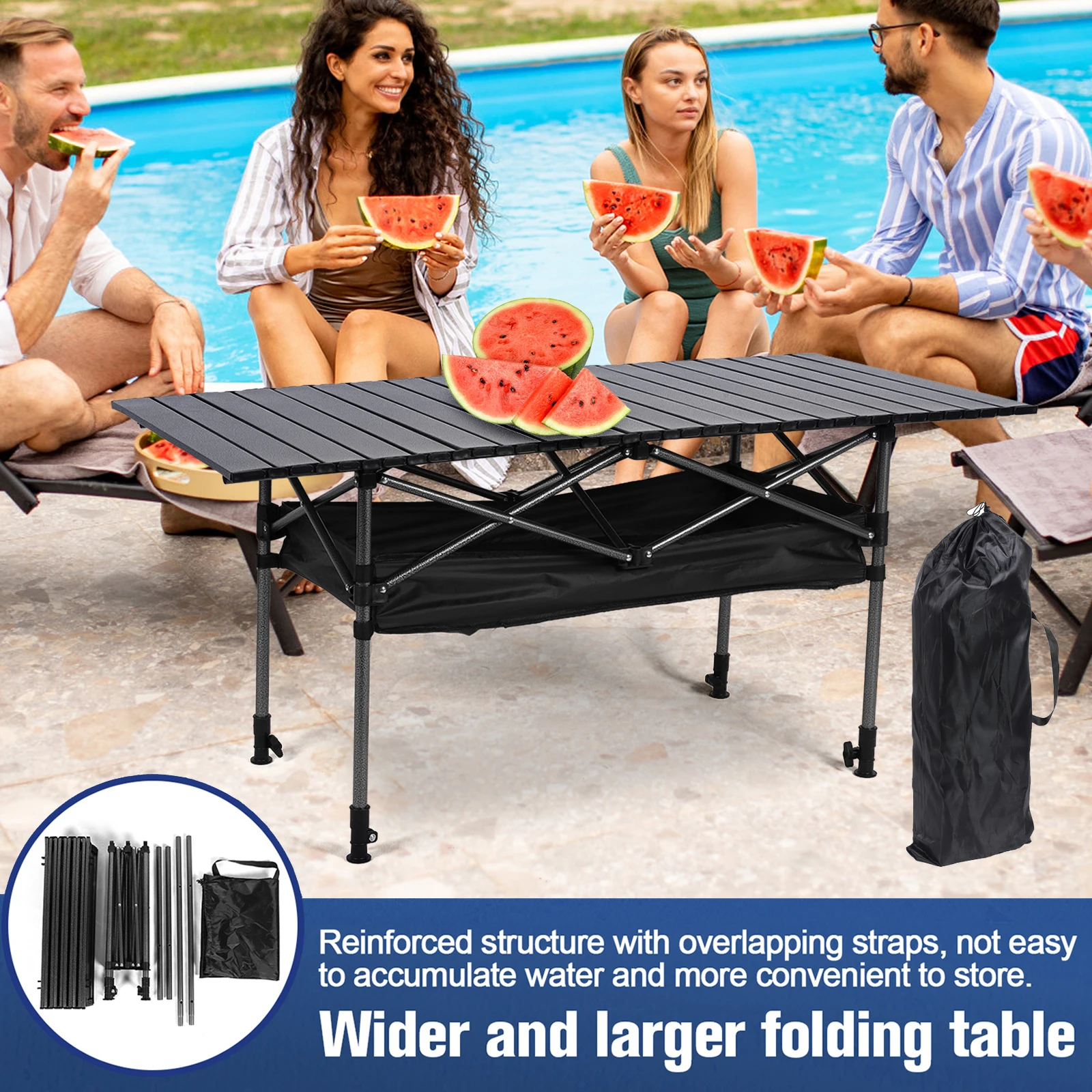 Outdoor Folding Table Lightweight Roll-Up Rectangular Table Adjustable Ultralight Dinner Desk for Picnic Camping Trip Beach BBQ
Outdoor Folding Table Lightweight Roll-Up Rectangular Table Adjustable Ultralight Dinner Desk for Picnic Camping Trip Beach BBQ