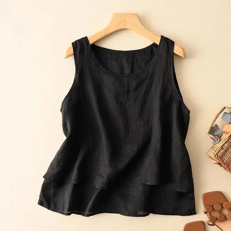 Cotton and Linen Clearance Summer Retro Large-size Vest Solid Color Loose Sleeveless Top Literary and Artistic Base Strap Q15
Cotton and Linen Clearance Summer Retro Large-size Vest Solid Color Loose Sleeveless Top Literary and Artistic Base Strap Q15