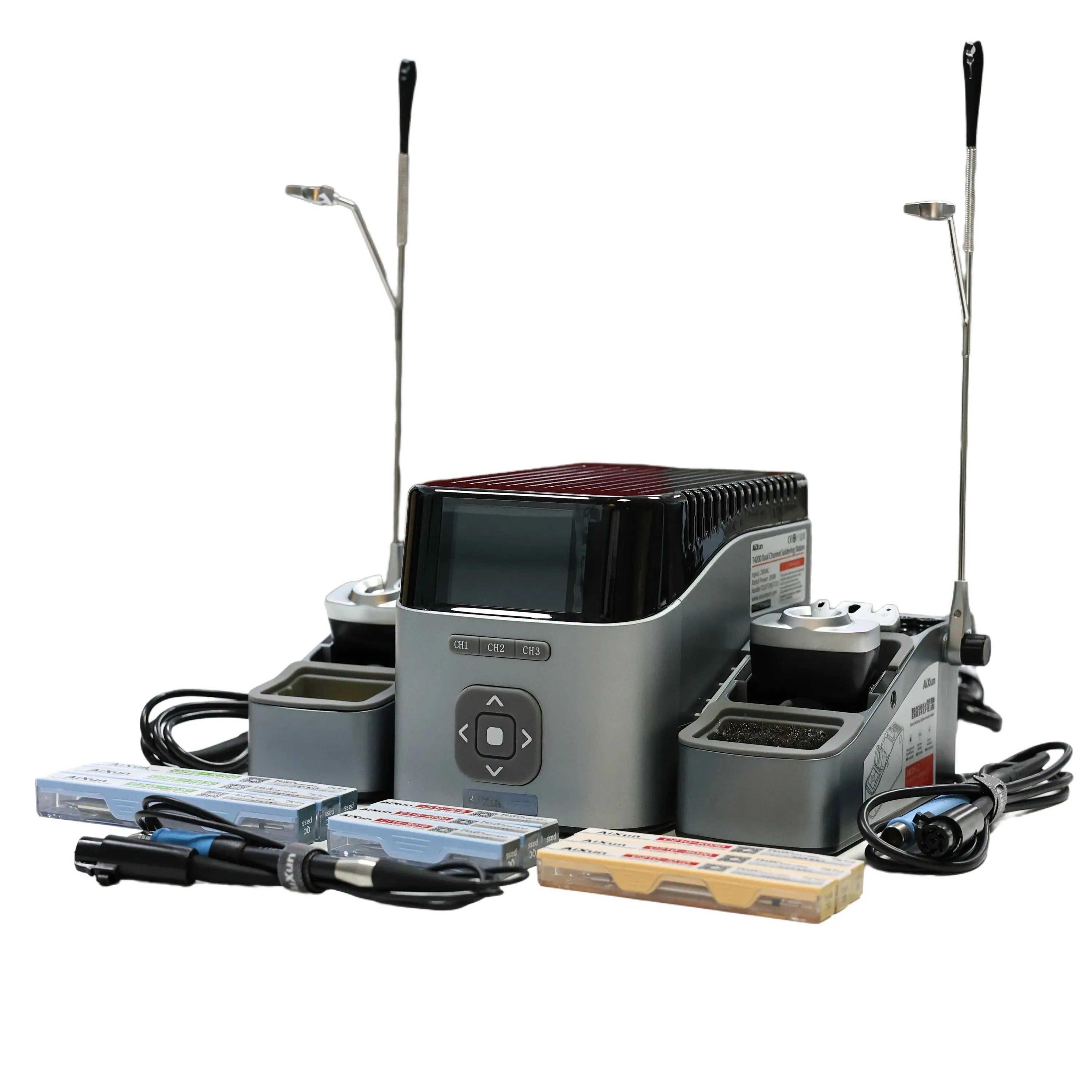 AIXUN T420D Dual-channel intelligent Soldering Station Mobile Phone Welding Repair Fast Heating Supports T245 T210 T115 Handles
AIXUN T420D Dual-channel intelligent Soldering Station Mobile Phone Welding Repair Fast Heating Supports T245 T210 T115 Handles