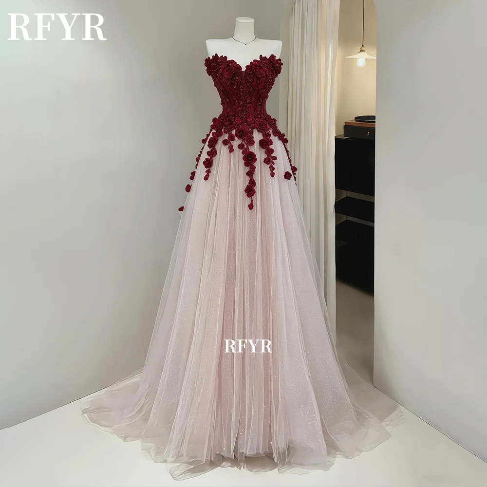 RFYR A Line Evening Dress with Applique Prom Dress with 3D Flowers Party Gowns Strapless Princess Gowns for Women Customized
RFYR A Line Evening Dress with Applique Prom Dress with 3D Flowers Party Gowns Strapless Princess Gowns for Women Customized