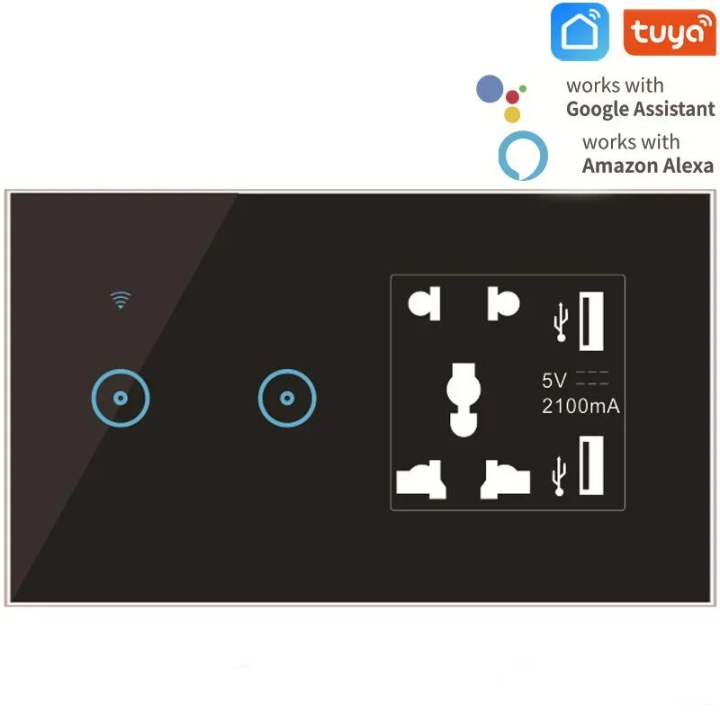 Tuya/Ewelink 2-панельный Wi-Fi-переключатель с универсальной розеткой, электрическая розетка 16А, двойной USB-порт для зарядного устройства для мобильных устройств, Google Alexa
Tuya/Ewelink 2-панельный Wi-Fi-переключатель с универсальной розеткой, электрическая розетка 16А, двойной USB-порт для зарядного устройства для мобильных устройств, Google Alexa